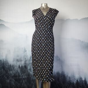 J.Crew Mercantile Easy Wrap Black Daisy Midi Dress | Women's Small